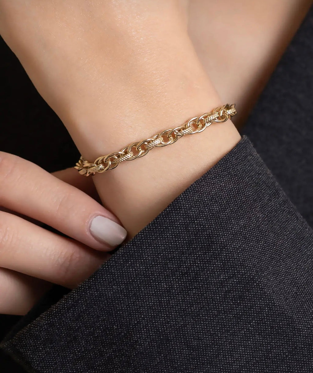 14K Gold Ivy-Patterned Wrap Bracelet