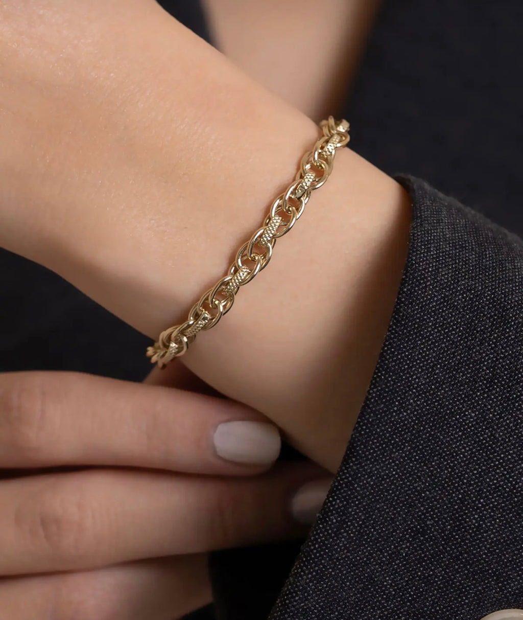 14K Gold Ivy-Patterned Wrap Bracelet